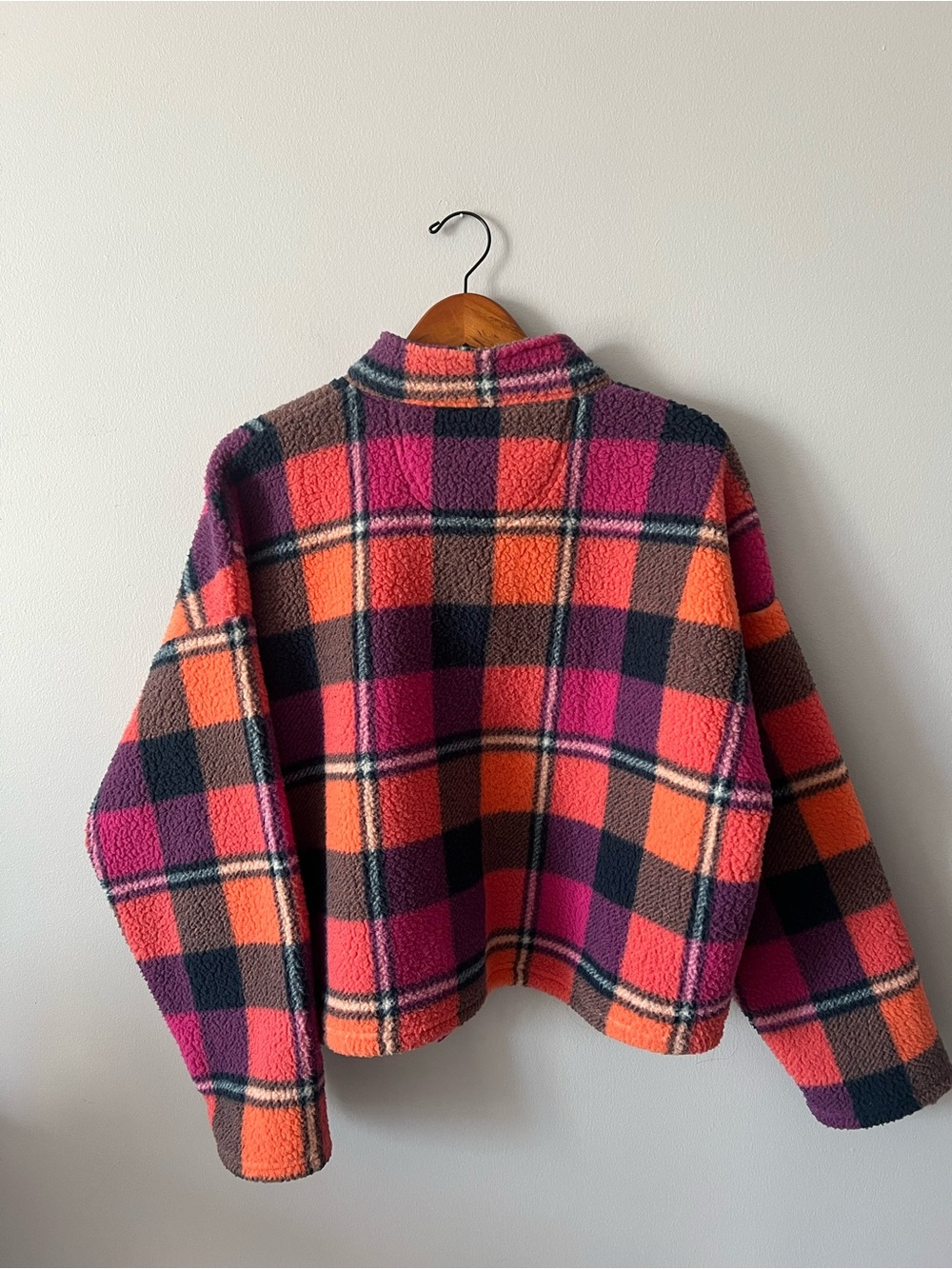 American Eagle Outfitters Plaid Sherpa 1/4 Zip Jacket - Picture 6 of 7